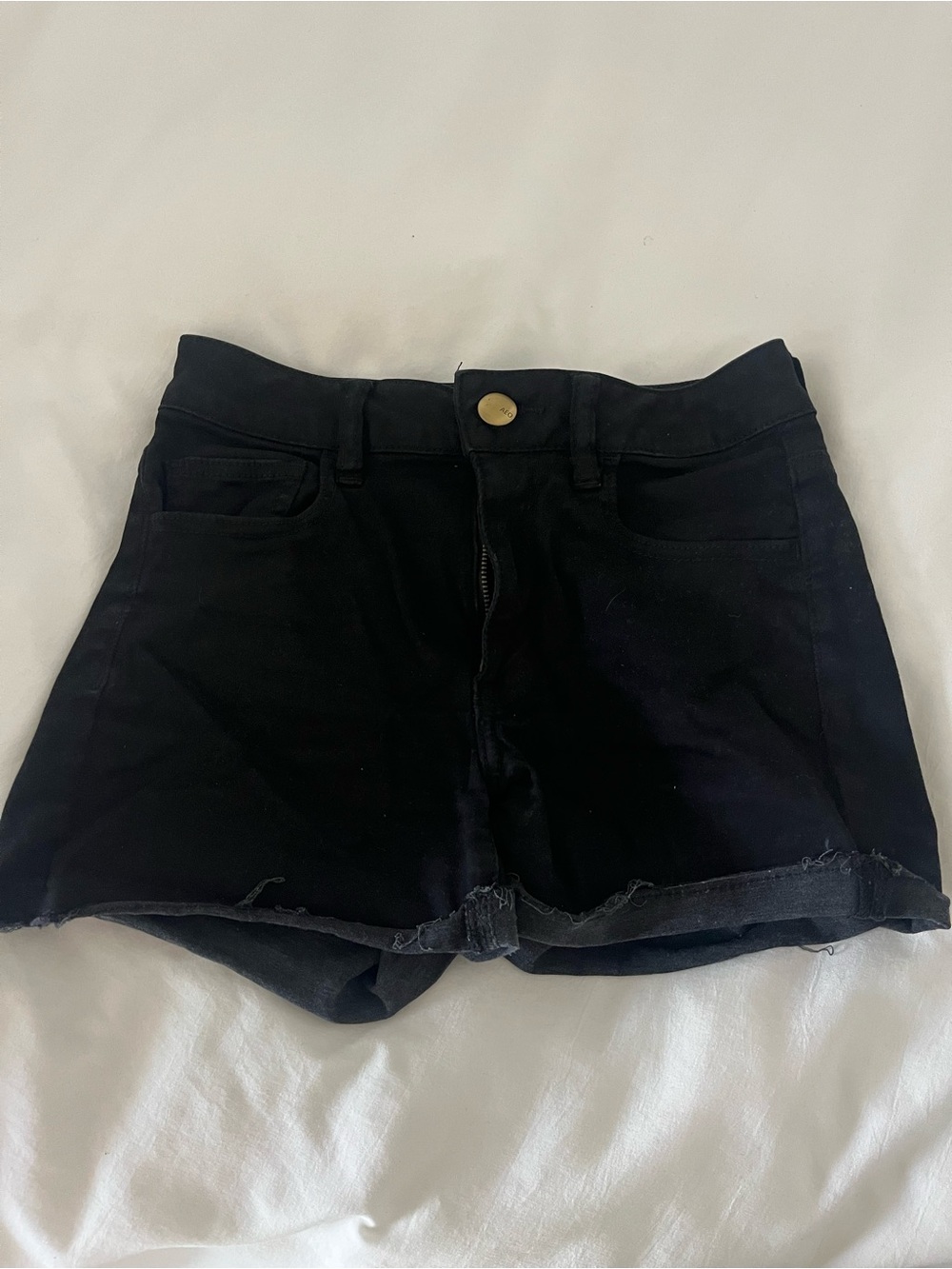 American Eagle Outfitters Black Denim High-Rise Cutoff Shorts